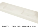 Plan vasque suspendu, double lavabos intégrés au angle arrondi L. 120 à 200 cm x 40 à 60 cm, résine minérale ACRYSTONE®  Finition lisse mate, Livraison Offerte et Rapide.